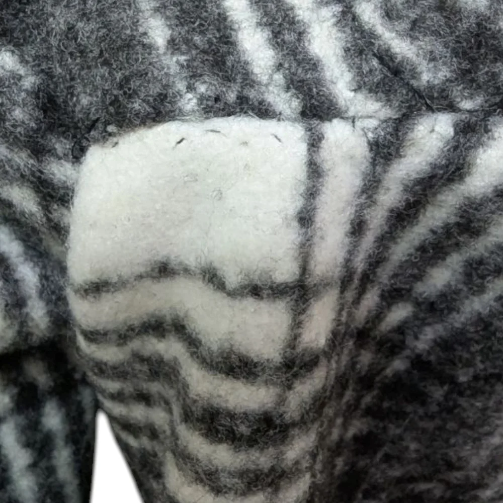 {FLAW} Lane Bryant Black and White Plaid Funnel Neck Pea Car Wool Blend Coat (M) - Picture 8 of 11